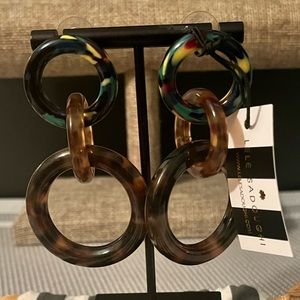LELE SADOUGHI NWT AUTHENTIC INTERLOCKING DROP PICCADILLY TORTOISE EARRINGS